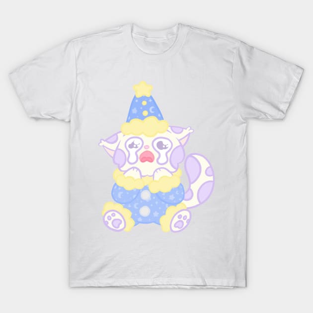 Crying starry cat clown T-Shirt by IcyBubblegum